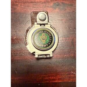 Vintage Straight Arrow U.S. Army Compass Clip Watch - Leather Fob